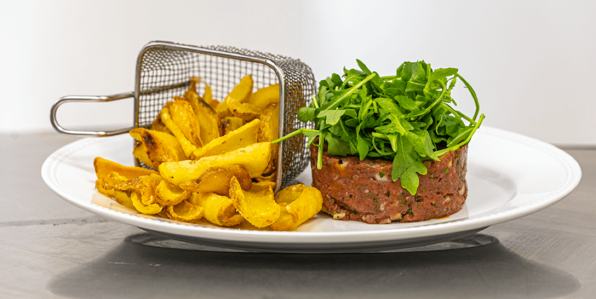 French Beef Tartar and fries  - Amore Mio | Sandwiches & Salads Delivery in Monaco, Cap-d'Ail & Beausoleil